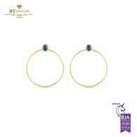 House Of Meraki Mahin Earrings-Yellow Gold Oval Cut Emerald & Diamond - 2.60ct