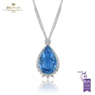 White Gold Pear Cut Large Spinel & Brilliant Cut Diamond Necklace - 41.00 ct