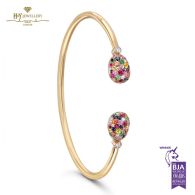 Fabergé Emotion Yellow Gold Multicoloured Gemstone Open Bracelet