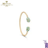 Fabergé Heritage Yellow Gold Diamond & Turquoise Guilloche Enamel Open Bracelet