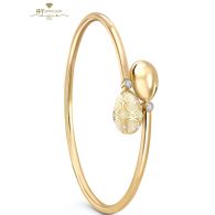 Fabergé Heritage Yellow Gold Diamond & White Guilloché Enamel Crossover Bracelet 