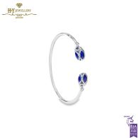 Fabergé Heritage Palais White Gold Diamond & Royal Blue Guilloché Enamel Open Bracelet