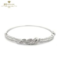 White Gold Mix Cut Diamond Bangle - 1.19ct