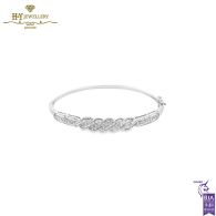 White Gold Mix Cut Diamond Bangle-1.24ct