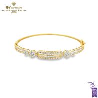 Yellow Gold Mix Cut Diamond Bangle - 1.74ct