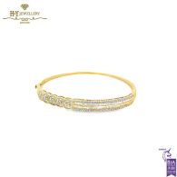 Yellow Gold Mix Cut Diamond Bangle - 1.60ct