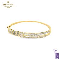 Yellow Gold Mix Cut Diamond Bangle - 1.60ct