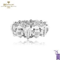 White Gold Mix Cut Diamond Large Unisex  Bracelet - 12.42ct