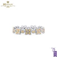 White Gold  Mixed Cut Fancy & Colorless Diamond Flower Design Bracelet - 20.71ct