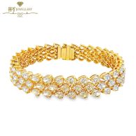 Yellow Gold Pear Cut Yellow Diamond Trio-Layer Bracelet - 20.43ct