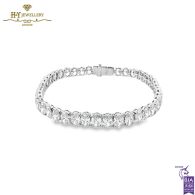 White Gold Oval Cut Diamond Tennis Bracelet - 13.45ct