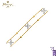 Yellow Gold Flower Design Marquise Cut Diamond Bracelet - 1.11ct