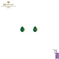 House Of Meraki Aurora Studs- Yellow Gold Pear Cut Emerald - 0.42ct 