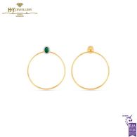 House Of Meraki Mahin Earrings-Yellow Gold Oval Cut Emerald & Diamond - 2.60ct