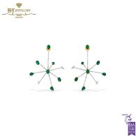 House Of Meraki Jelly Fish Earrings -Yellow Gold Mix Cut Emerald & Diamond - 9.05ct