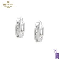 White Gold Baguette Cut Diamond Hoop Earrings - 0.20ct