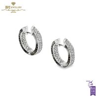 White Gold Brilliant Cut Cognac & Colorless Diamond Earrings - 3.94 ct