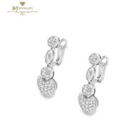 White Gold Heart Pave Brilliant Cut Diamond Earrings - 1.90ct