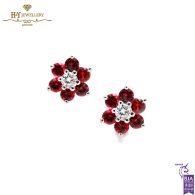 Pink Rubies  and Diamond Stud Earrings