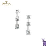 White Gold Triple Brilliant Cut Diamond Earrings - 0.69ct