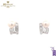 White Gold Pearls & Diamond Earrings - 0.91ct