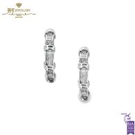 White Gold Princess Cut Diamonds Hoop Earrings - 1.02ct