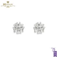 White Gold Flower Design Brilliant Cut Diamond Earrings - 0.40ct