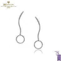 White Diamond Brilliant Cut Diamond Drop Circle Earrings - 0.90 ct