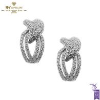 White Gold Brilliant Cut Diamond Sweeping Stud Earrings -1.49ct