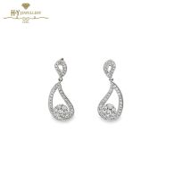 White Gold Tear Drops Design Brilliant Cut Diamond Earrings - 0.72ct