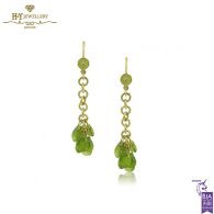 Yellow Gold Pear Cut Peridot Drop Earrings