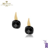 Yellow Gold Onyx Gemstone Earrings