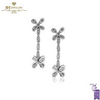 White Gold Brilliant Cut Diamond Flower Drop Earrings - 0.43ct