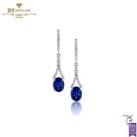 White Gold Oval Cut Tanzanite & Brilliant Cut Diamond Earrings - 4.10 ct