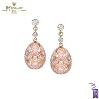 Fabergé Heritage Rose Gold Diamond & Pink Guilloché Enamel Egg Drop Earrings