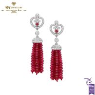 Fabergé Imperial Imperatrice White Gold & Ruby Tassel Earrings 