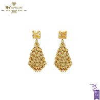 Yellow Gold Radiant & Mix Cut Fancy Yellow Diamond Earrings - 5.83ct