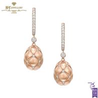 Fabergé Treillage Brushed Rose Gold & Diamond Set Egg Drop Earrings 