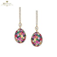 Fabergé Emotion Yellow Gold Multicoloured Gemstone Egg Drop Earrings