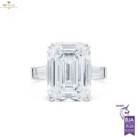 Graff  Emerald Cut Diamond Promise Ring with  Tapered Baguette Diamond Shoulders - 14.19ct