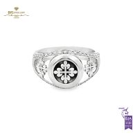 White Gold Round Cut Diamond Patek Philippe Design Ring - 0.44 ct