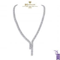 White Gold Emerald & Brilliant Cut Diamond Necklace - 20.72 ct