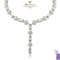 White Gold Mixed Cut Diamond Necklace - 24.09ct