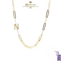 Initial Paper Clip Necklace Yellow Gold - 0.18ct