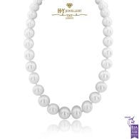 White Gold Pearl &  Diamond Necklace - 0.18ct 