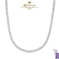 White Gold Brilliant Cut Diamond Tennis Necklace - 8.43 ct