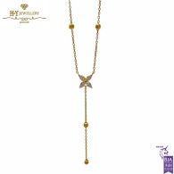 Yellow Gold Brilliant Cut Diamond Flower Droplet Necklace - 0.29 ct 