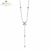 White Gold Brilliant Cut Diamond Flower Droplet Necklace - 0.23 ct