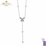 White Gold Brilliant Cut Diamond Butterfly Droplet Necklace - 0.29 ct