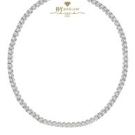 White Gold Brilliant Cut Diamond Tennis Necklace - 10.84ct